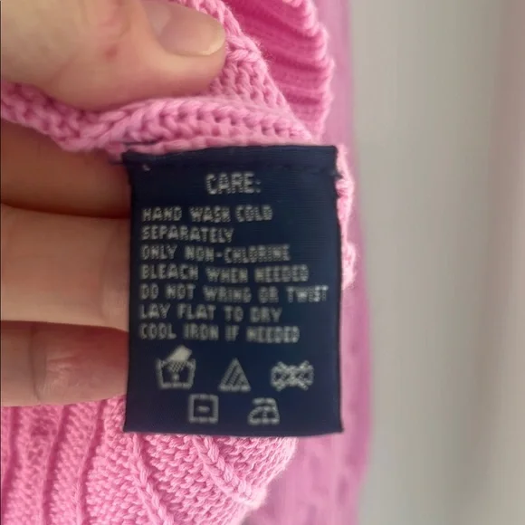 Ralph Lauren classic sport pink cable knit logo sweater slim fit size medium - Picture 8 of 10